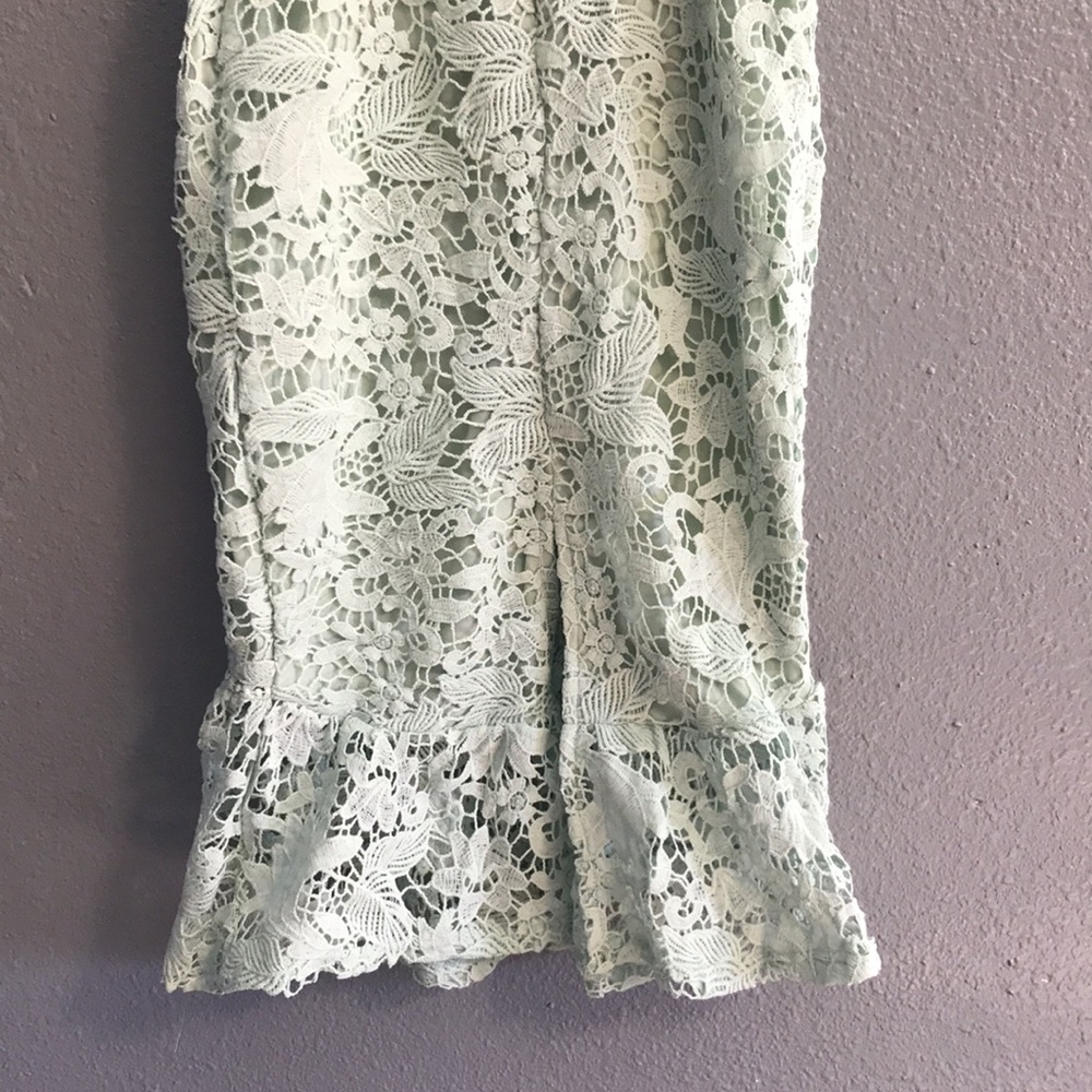 Mint Lace Bandeau Frill Midi Dress - Picture 7 of 13